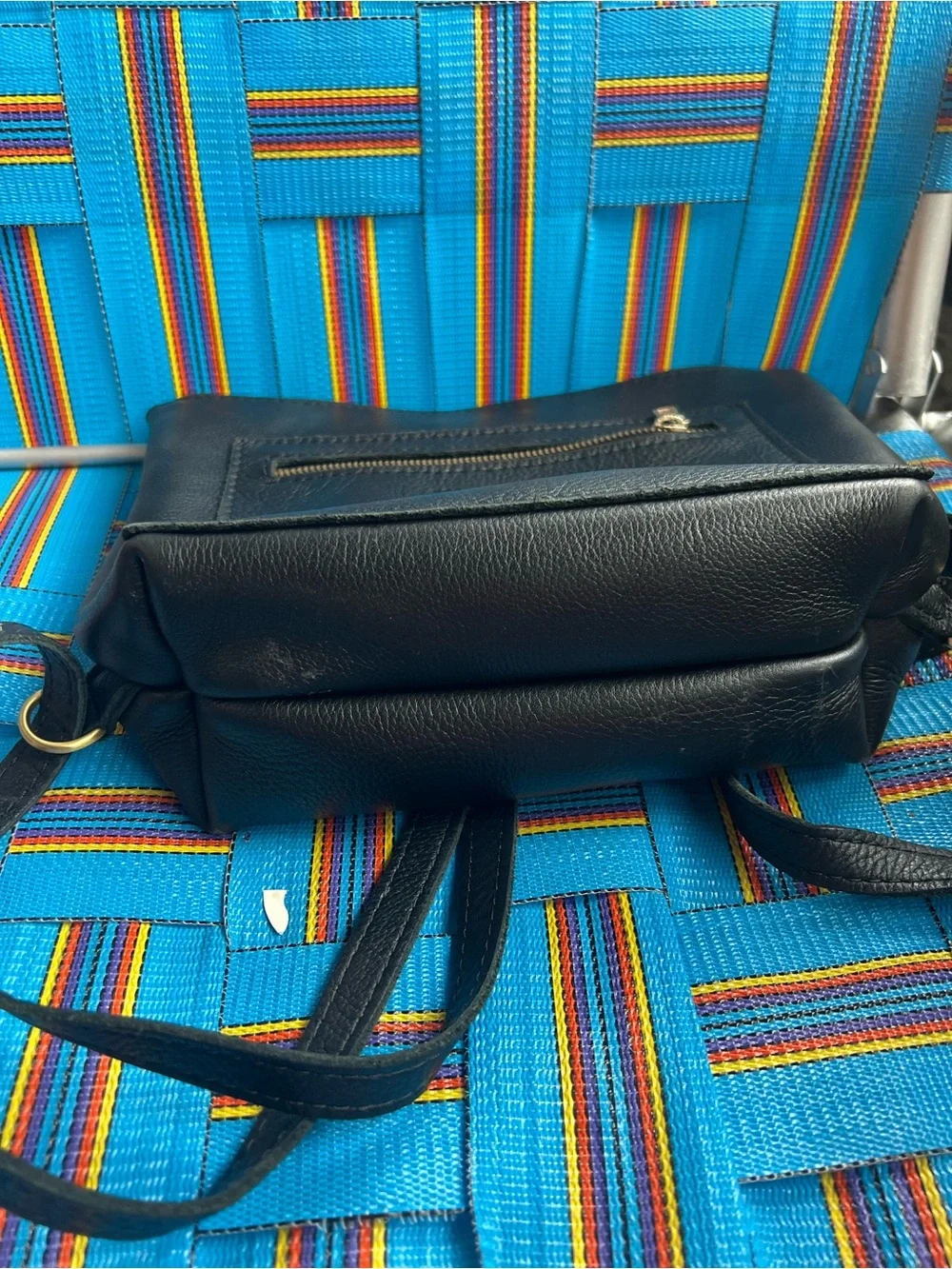 Portland Leather Black Pebbled Leather Crossbody with Front Zip